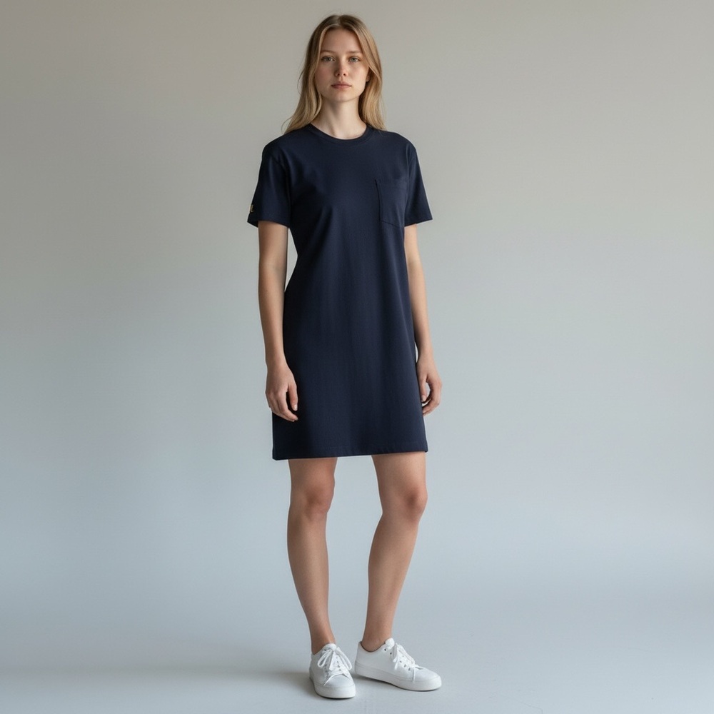 Ralph Lauren Women‎ S/P Solid Navy Pocket Chest Short Sleeve Mini Dress Tunic